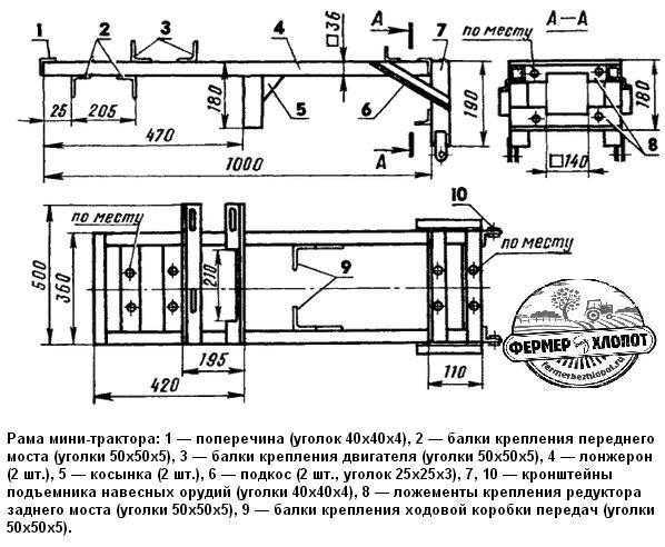 Минитрактор своими руками с двигателем от мотоблока чертежи и фото 4х4