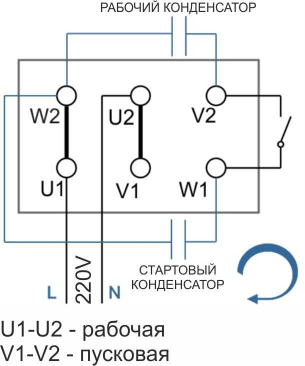 Однофазные электродвигатели 220в: где применяются, схема подключения с конденсатором