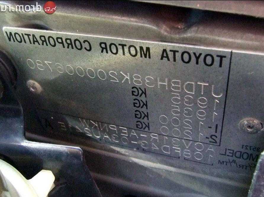 Toyota rav4 с 2006, идентификационная информация инструкция онлайн