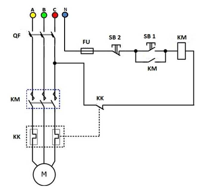 Схема электрическая принципиальная асинхронного двигателя