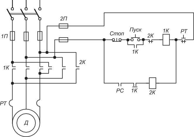 Схема электрическая принципиальная асинхронного двигателя