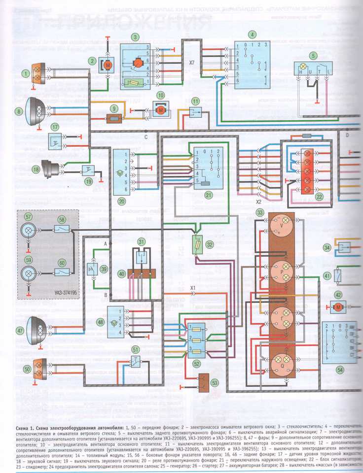 Схема электрооборудования уаз 452 цветная с описанием