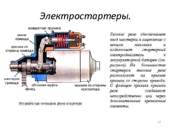 Схемы управления двигателей стартеров Схемы управления электростартерами Схемы внутренних соединений электростартеров с последовательным и смешанным