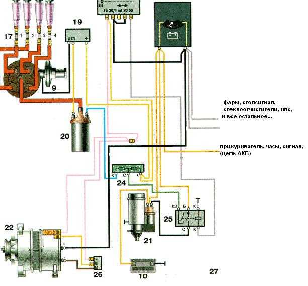 Схема электрооборудования автомобиля газ-3110 с двигателем змз-402